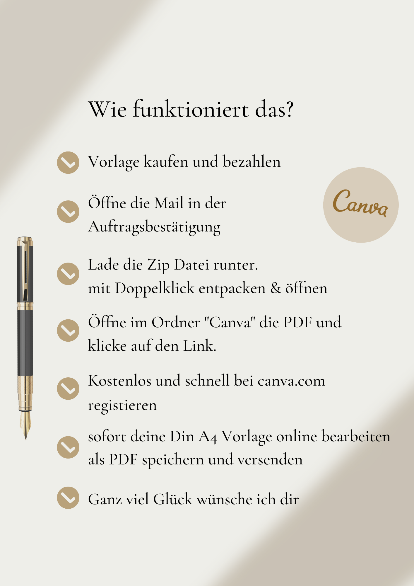 | Bewerbungsvorlagen Set Vanessa Forster Beige Gold