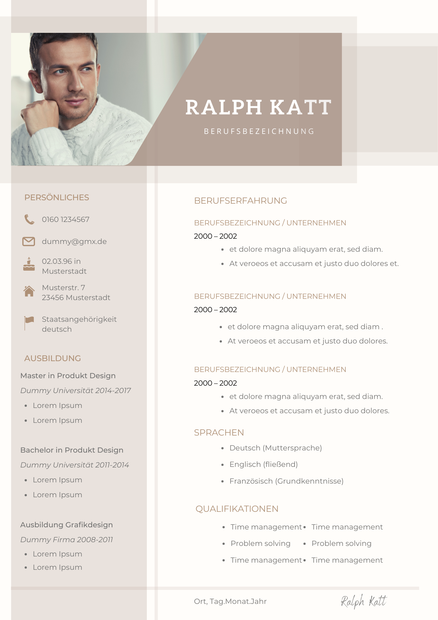Bewerbungsvorlagen Set Ralph Katt Beige