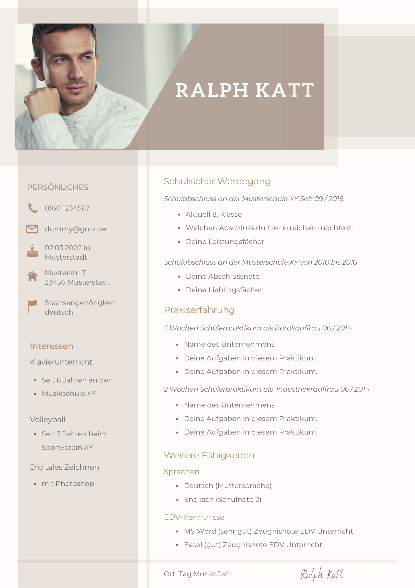 Bewerbungsvorlagen Set Ralph Katt Beige