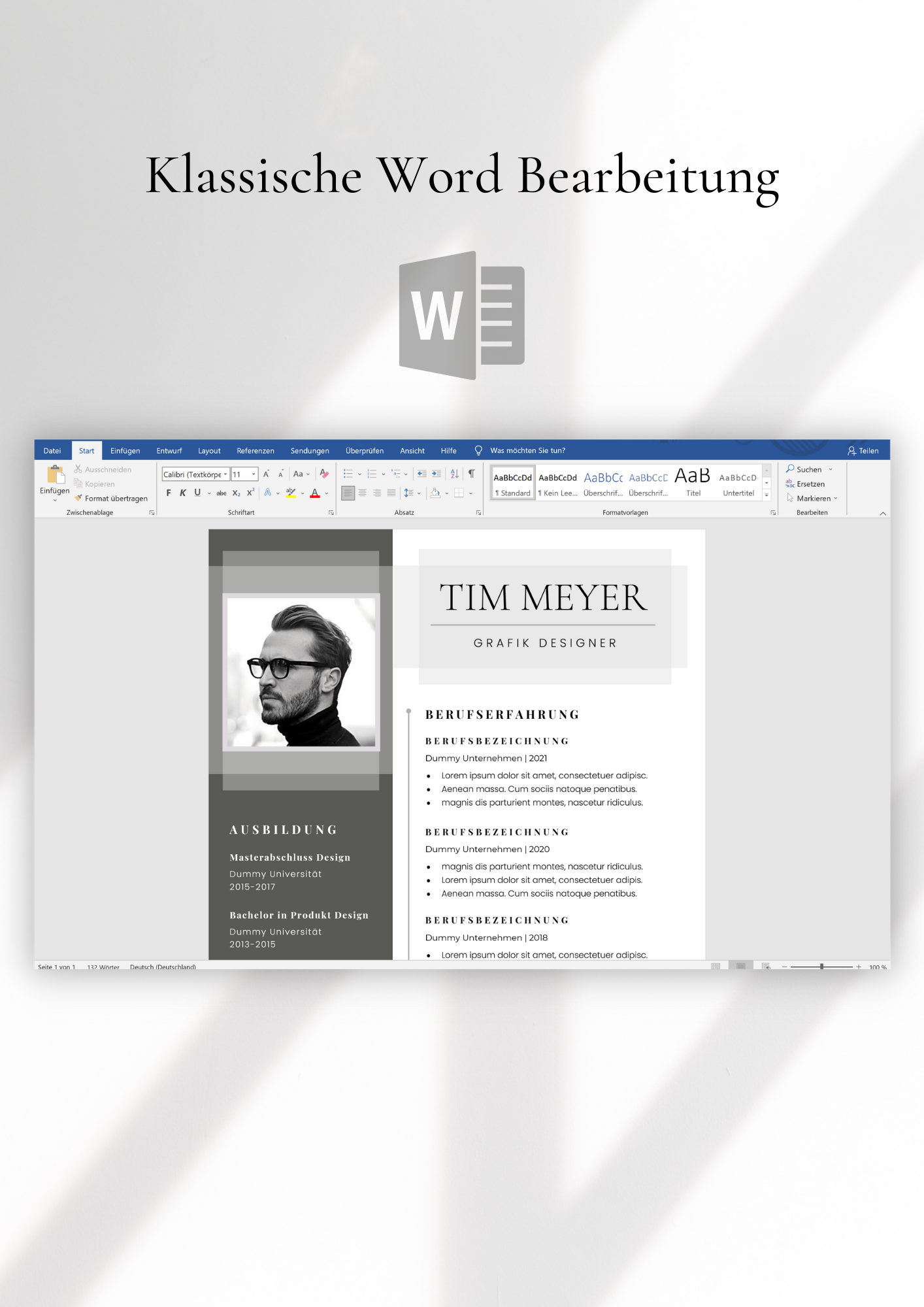 | Bewerbungsvorlagen Set Tim Meyer Black & White
