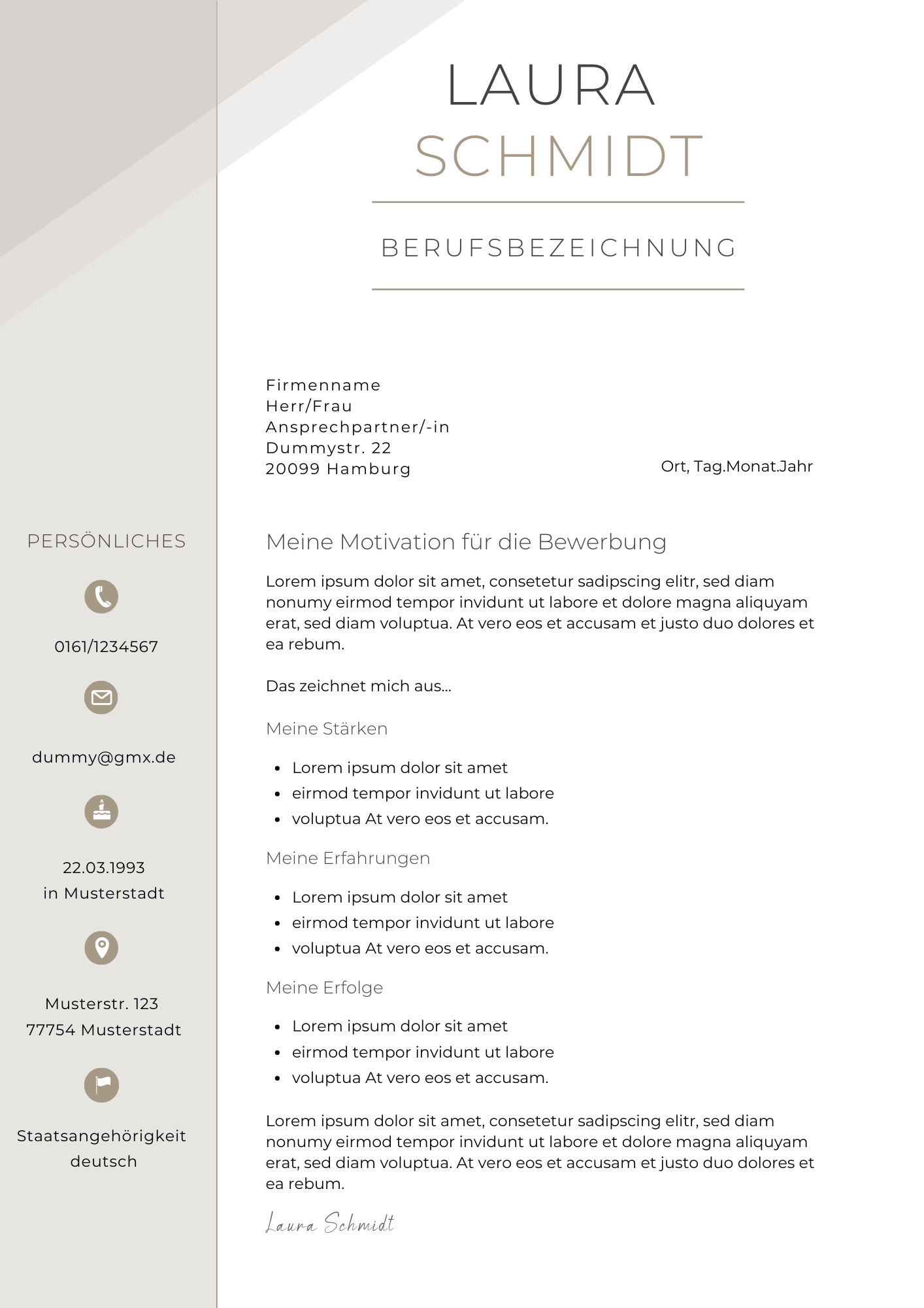 Tabellarischer Lebenslauf 2025 – Klar & Übersichtlich – Word & Canva – Sofort-Download