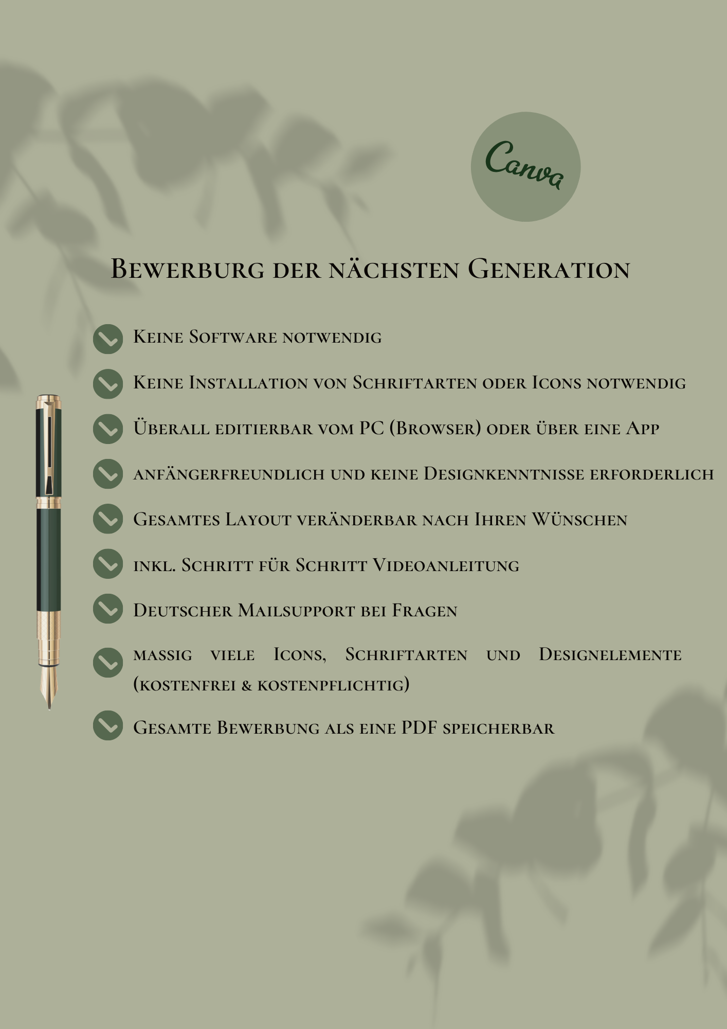 | Bewerbungsvorlagen Set Tom Bergmann Olive grün