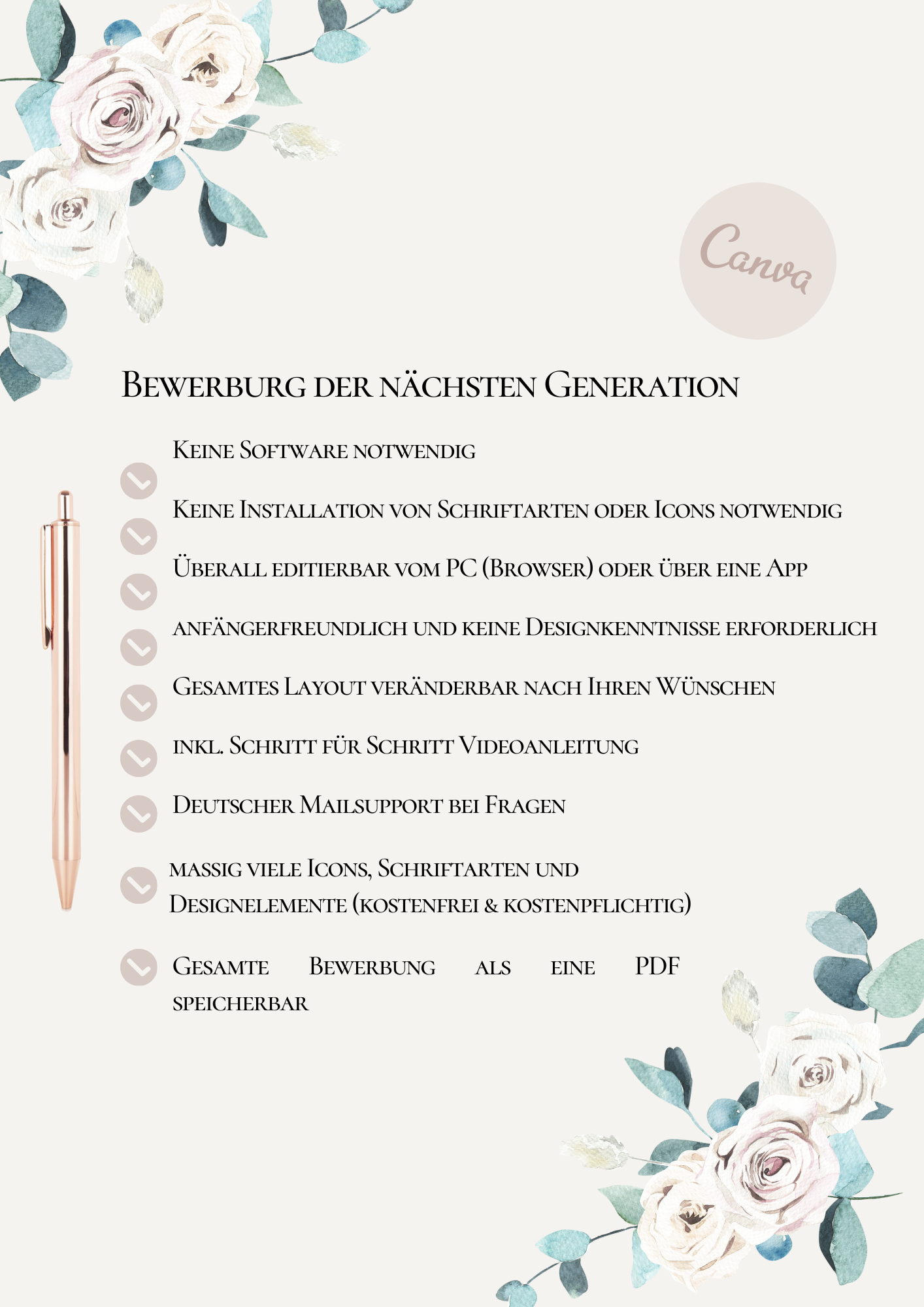 Bewerbungsvorlagen Set Maria Mustermann Taupe Gold
