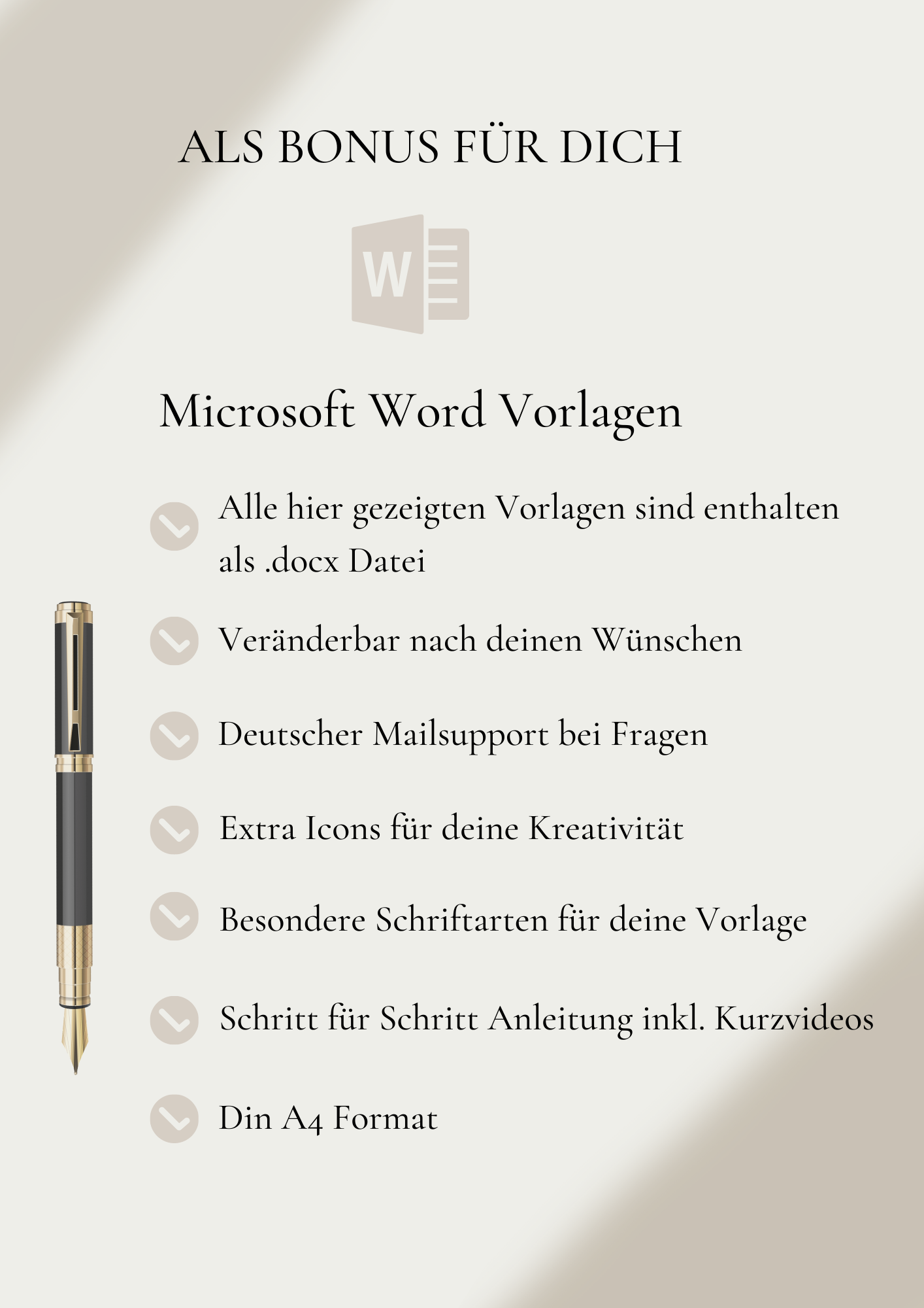 Lebenslauf & Bewerbungsvorlage für Word & Canva Boho Schüler Beige