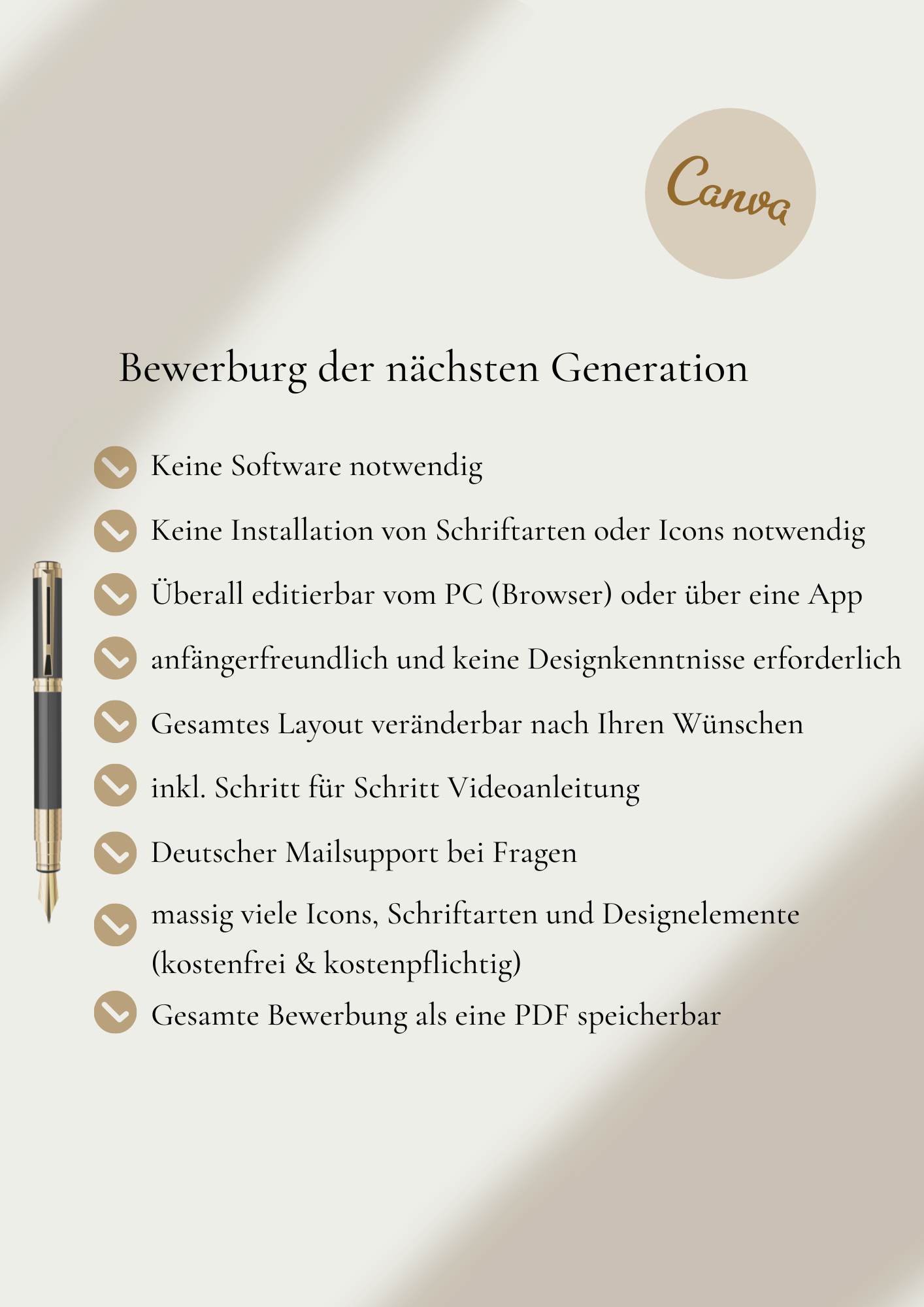 | Bewerbungsvorlagen Set Vanessa Forster Beige Gold