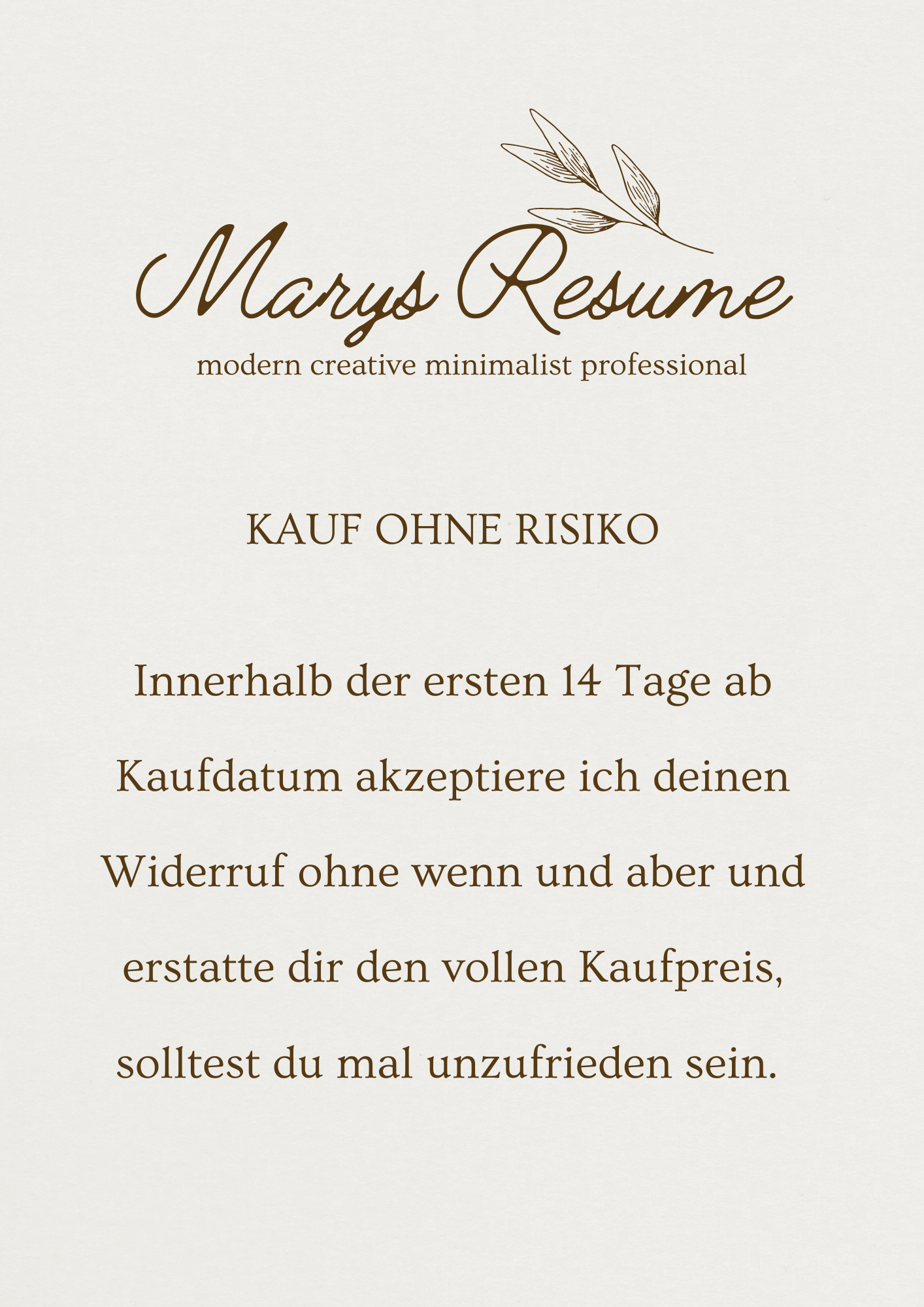 Lebenslauf & Bewerbungsvorlage für Word & Canva Boho Schüler Beige