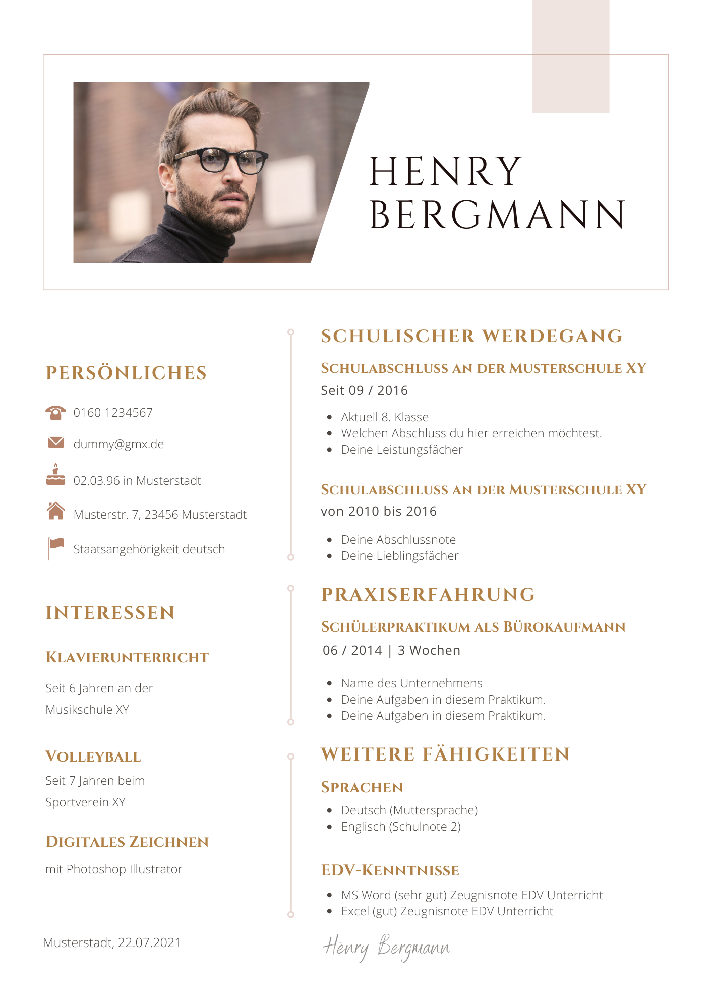 Bewerbungsvorlagen Set Henry Bergmann klassisch